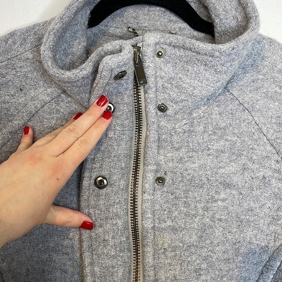 𝅺BANANA Republic heather gray wool blend zipper funnel neck jacket size small - Picture 5 of 8